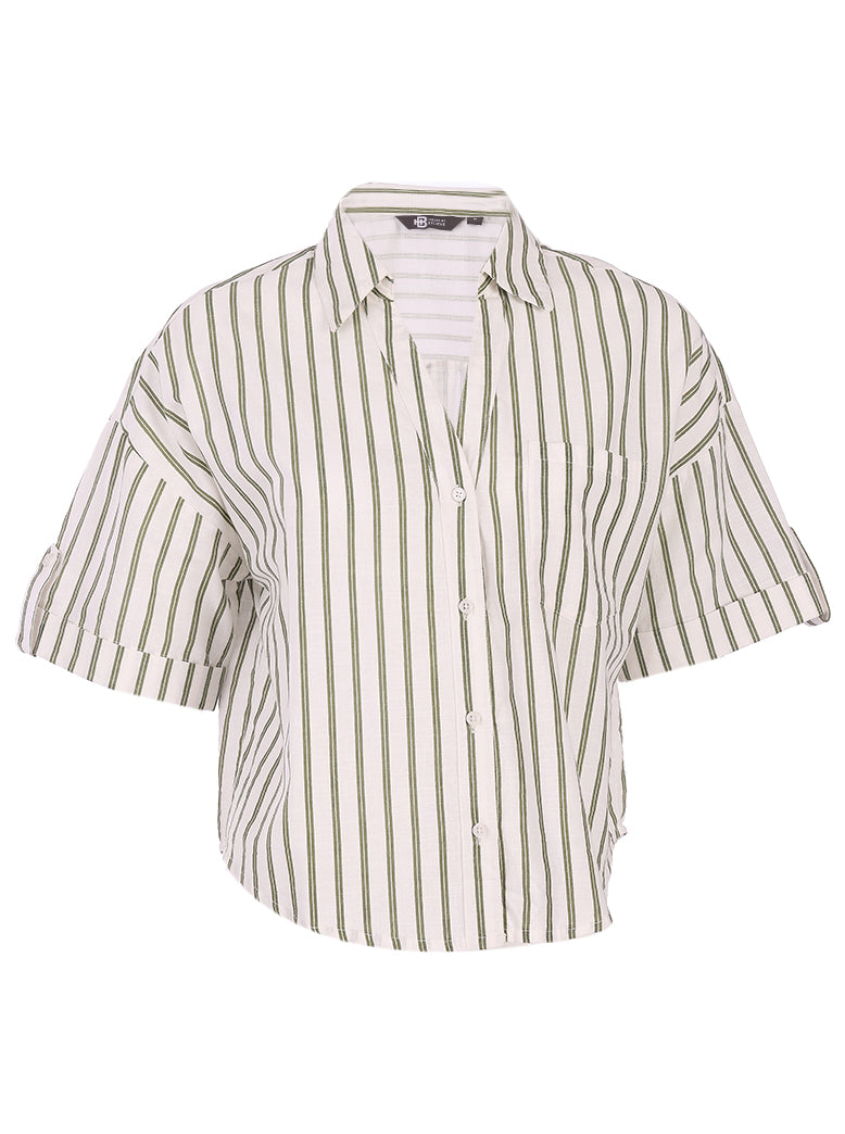 women relaxed fit striped cotton shirt - extra image 4