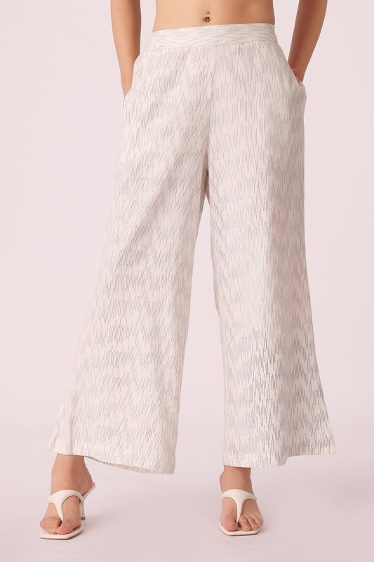 woven cotton slub pants - Off White