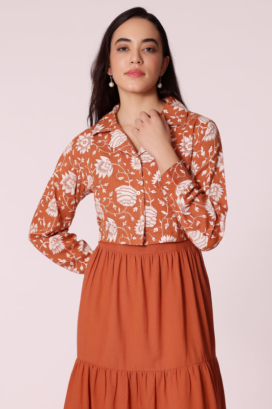 women cropped shrug - Rust