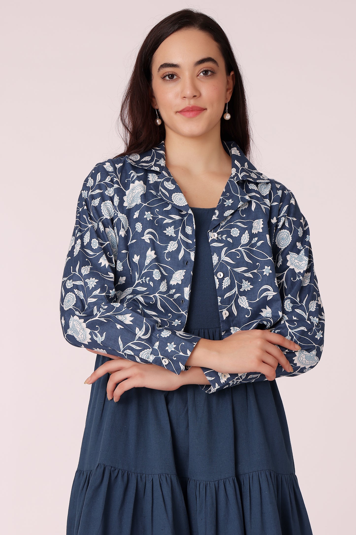 women cropped shrug - Navy