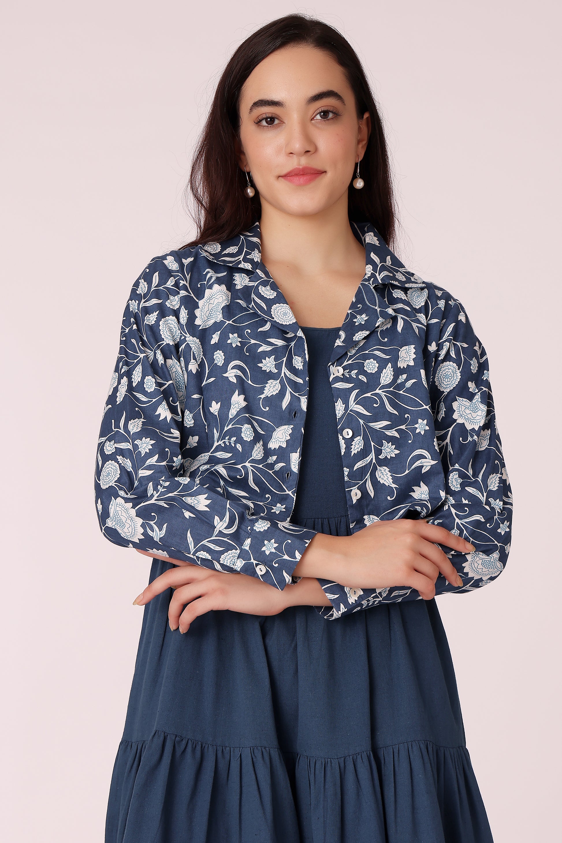 women cropped shrug - Navy