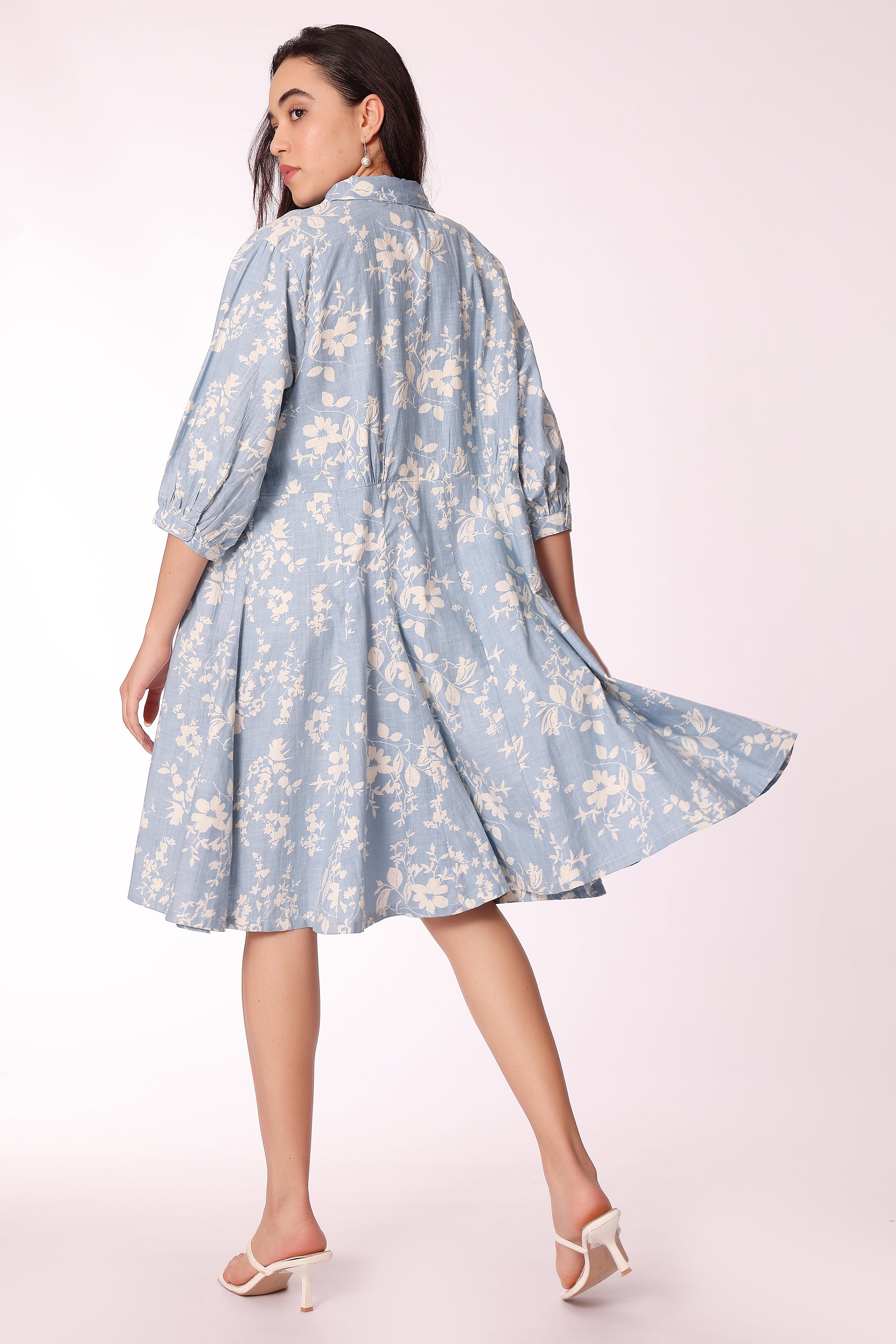 women printed button down dress - extra image 2