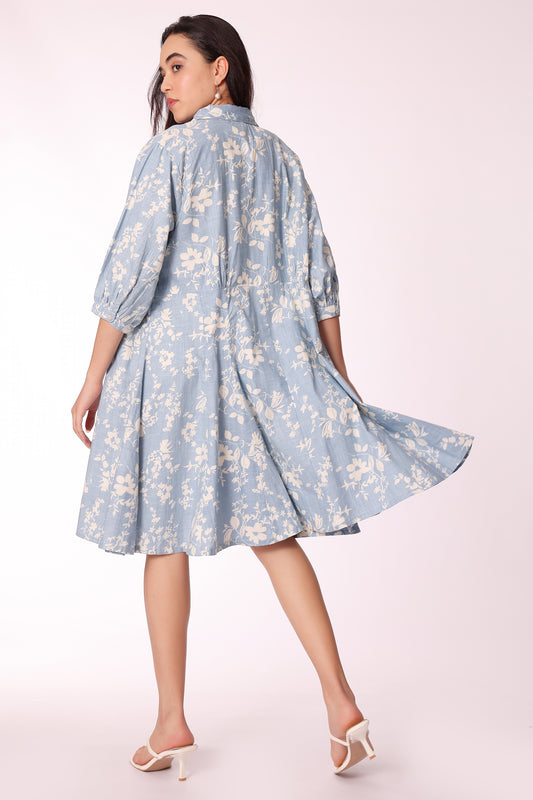 women printed button down dress - extra image 2