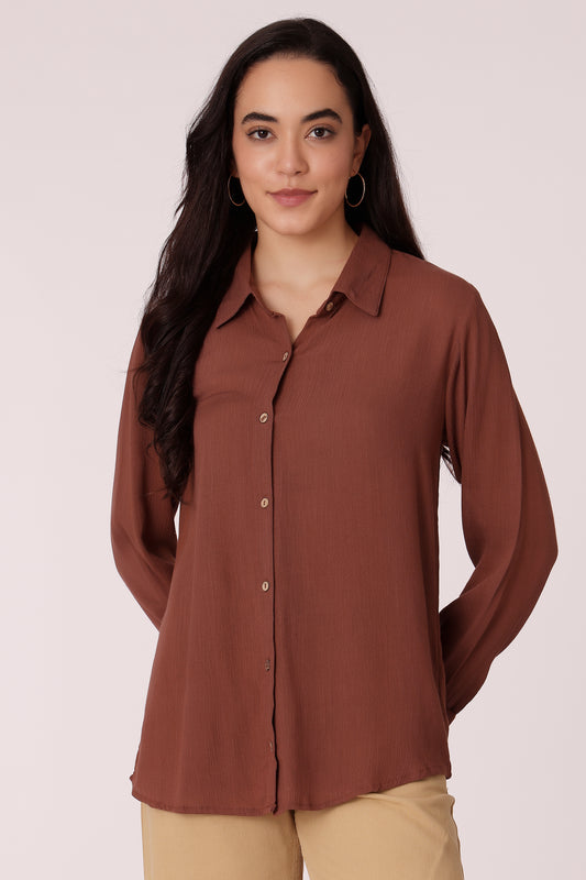 womens relaxed fit  shirt - Brown