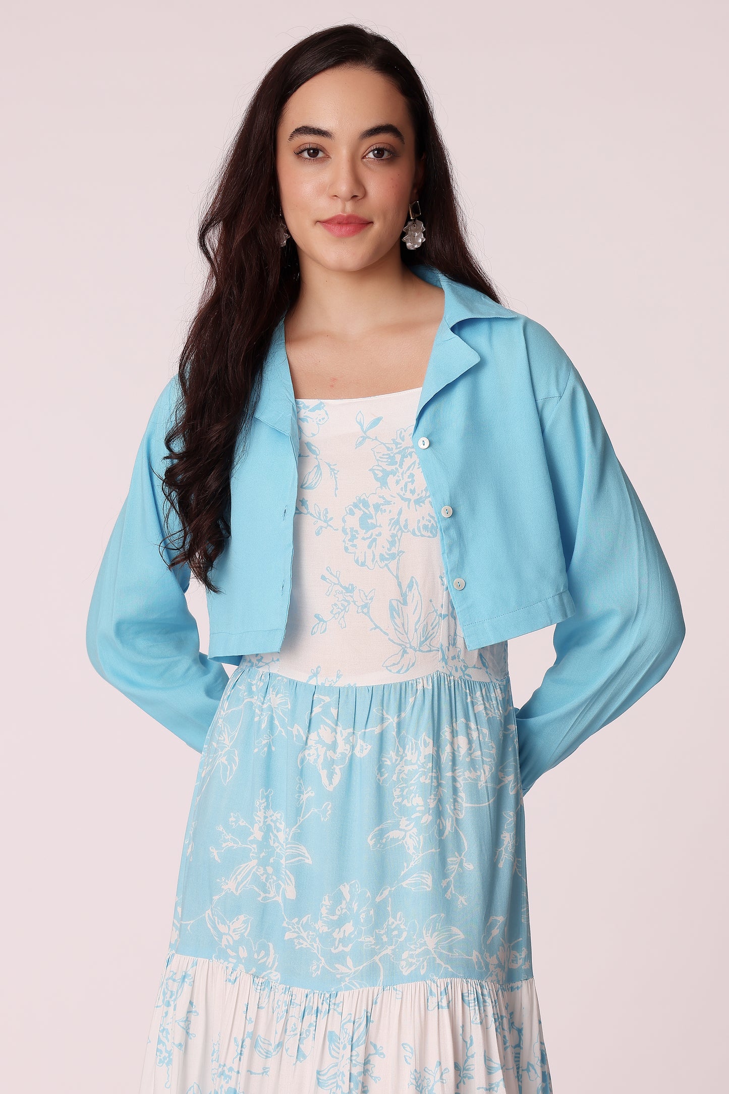 women cropped shrug - Blue