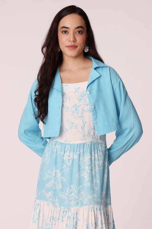 women cropped shrug - Blue