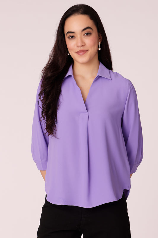 womens v neck top - Blue