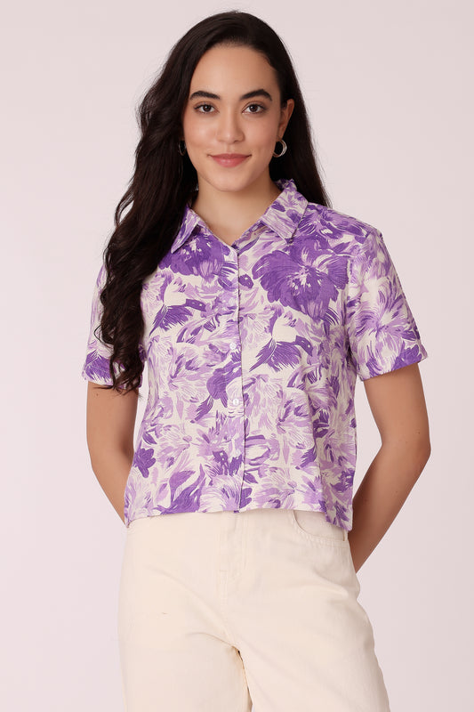all-over printed casual shirt - Purple