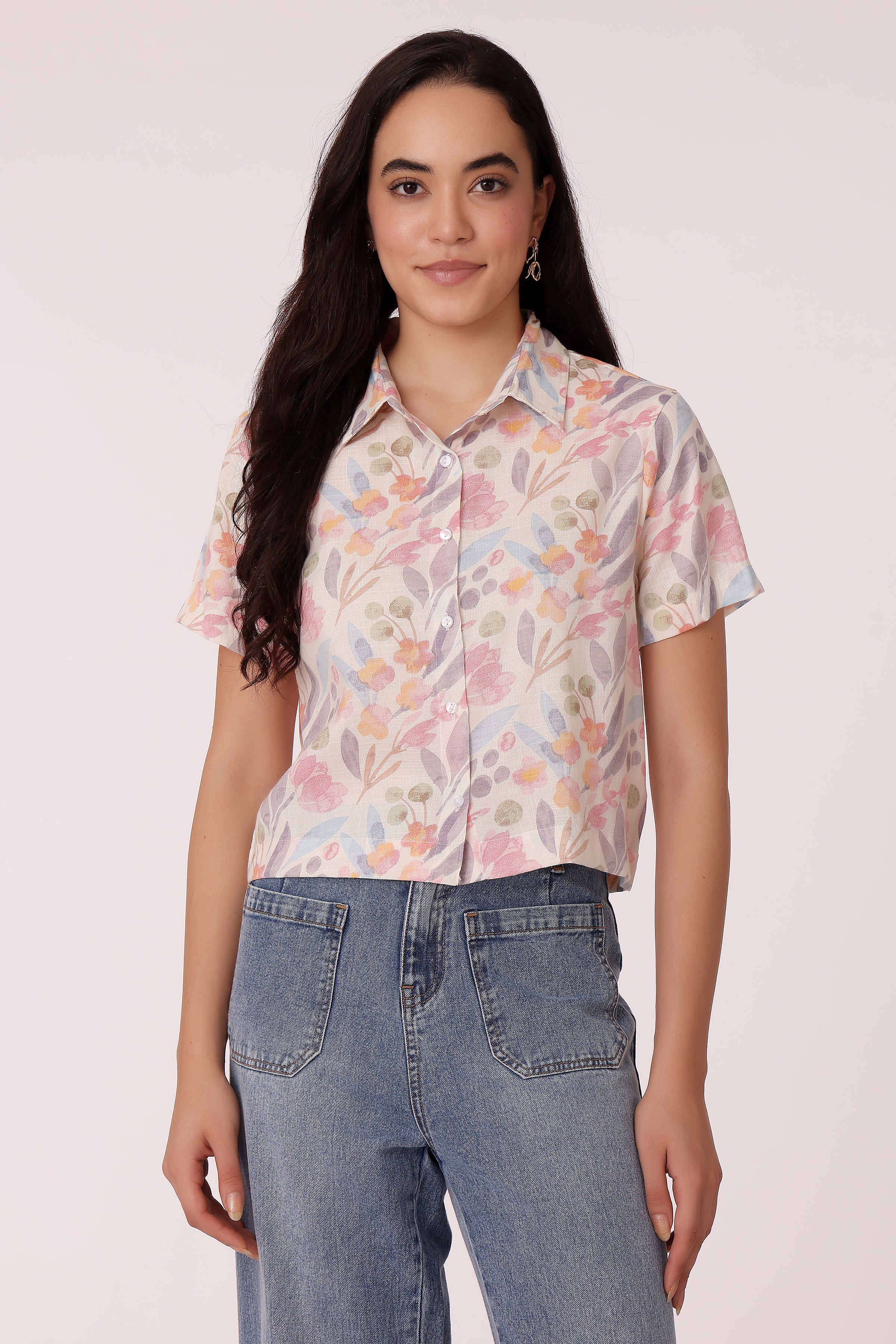 all-over printed casual shirt - Pink