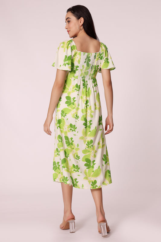 women square neck puff sleeve floral dress - extra image 2