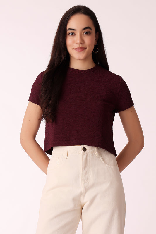 womens textured crop tee
