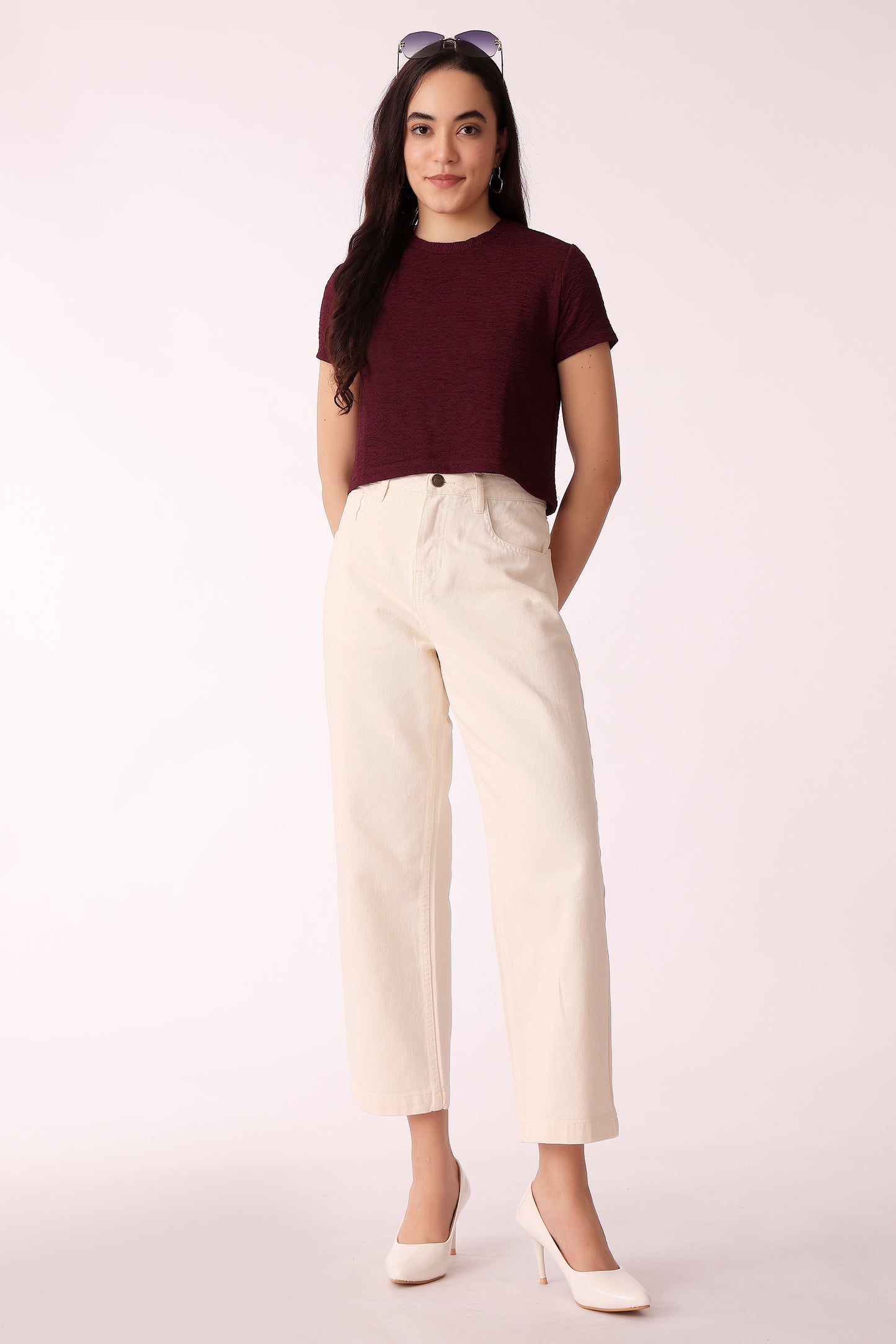 womens textured crop tee - extra image 3