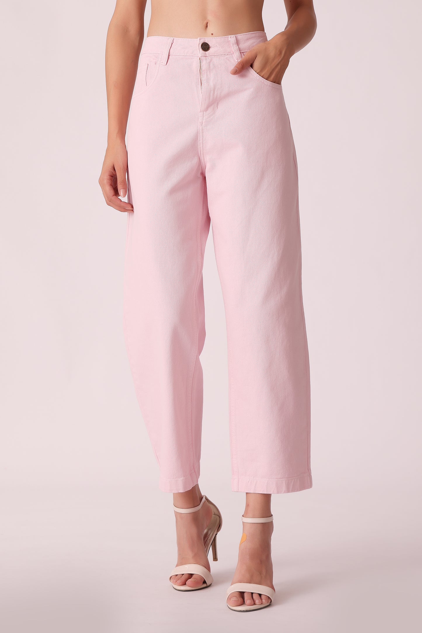 wide leg high-rise jeans - Pink