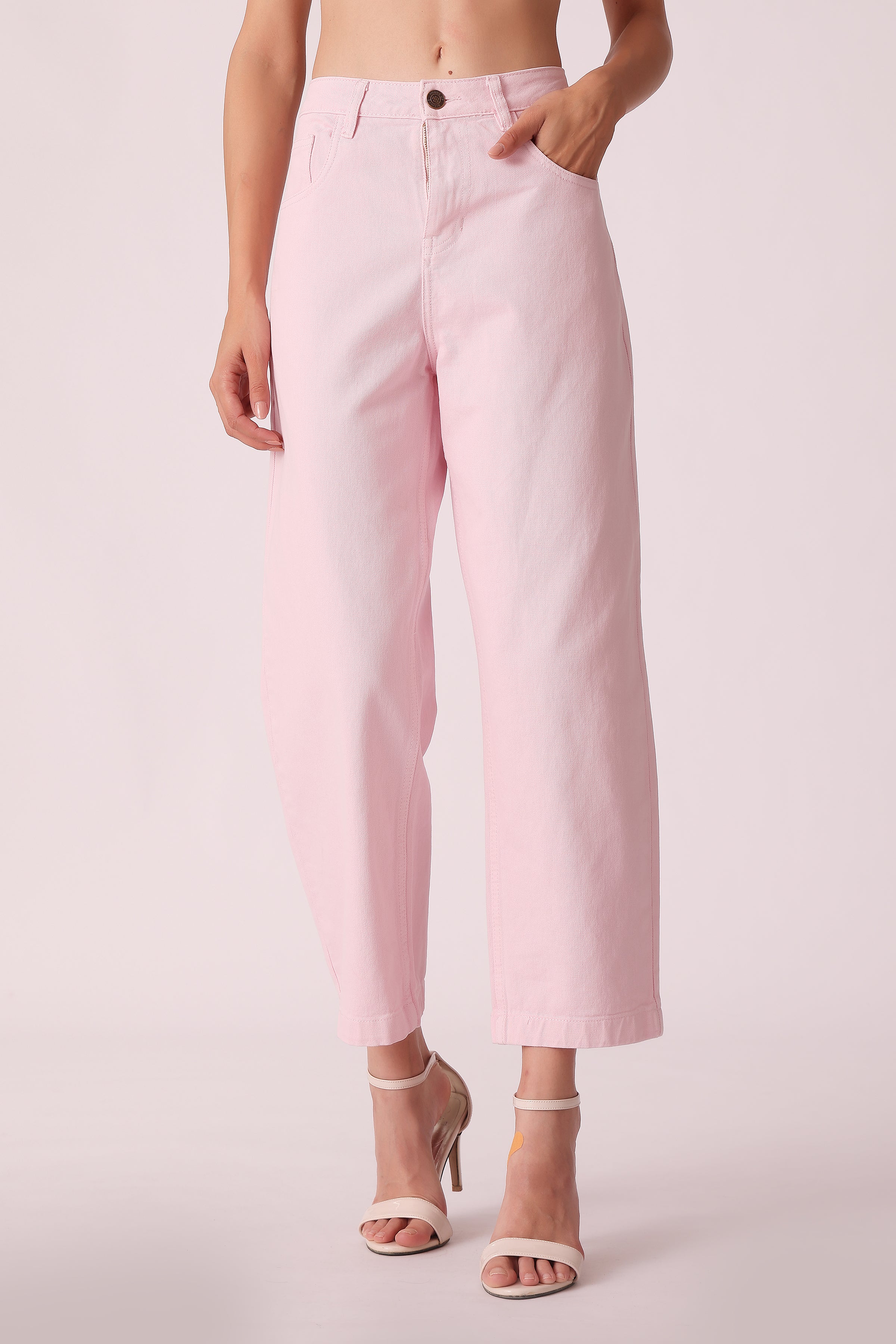 wide leg high-rise jeans - Pink