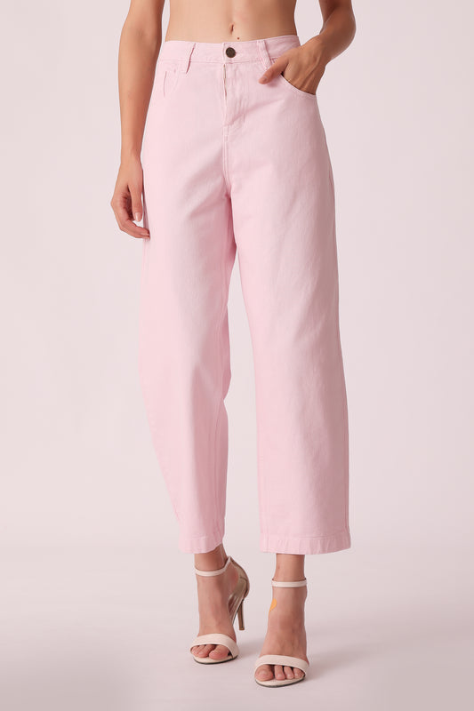 wide leg high-rise jeans - Pink