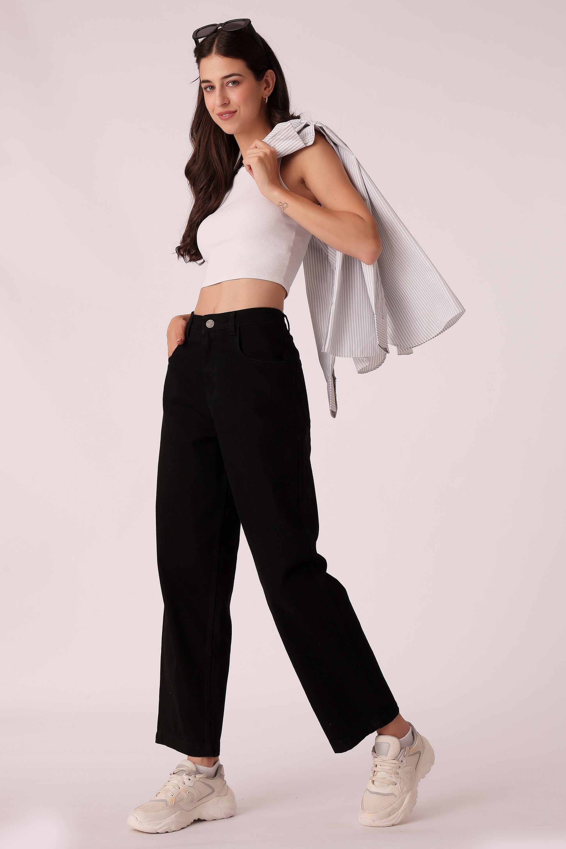 wide leg high-rise jeans - extra image 3