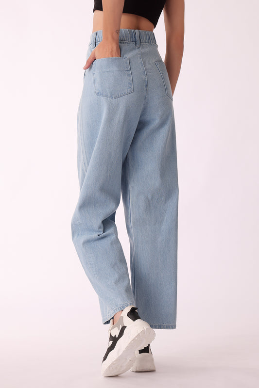 pleated cotton jeans - extra image 2