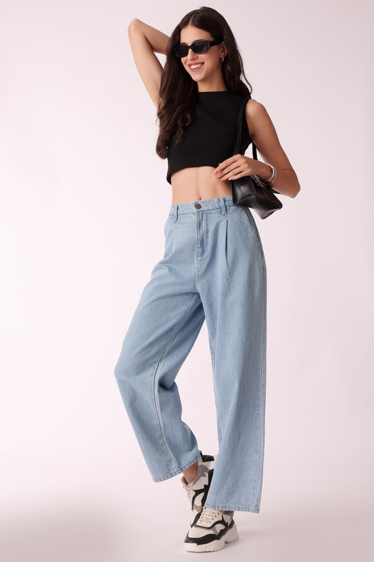 pleated cotton jeans - extra image 3