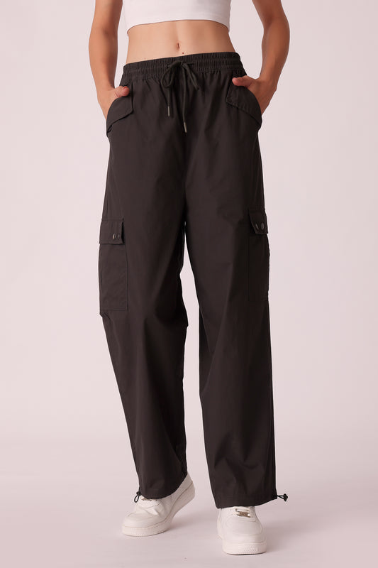 western cargo casual solid color pants - Grey