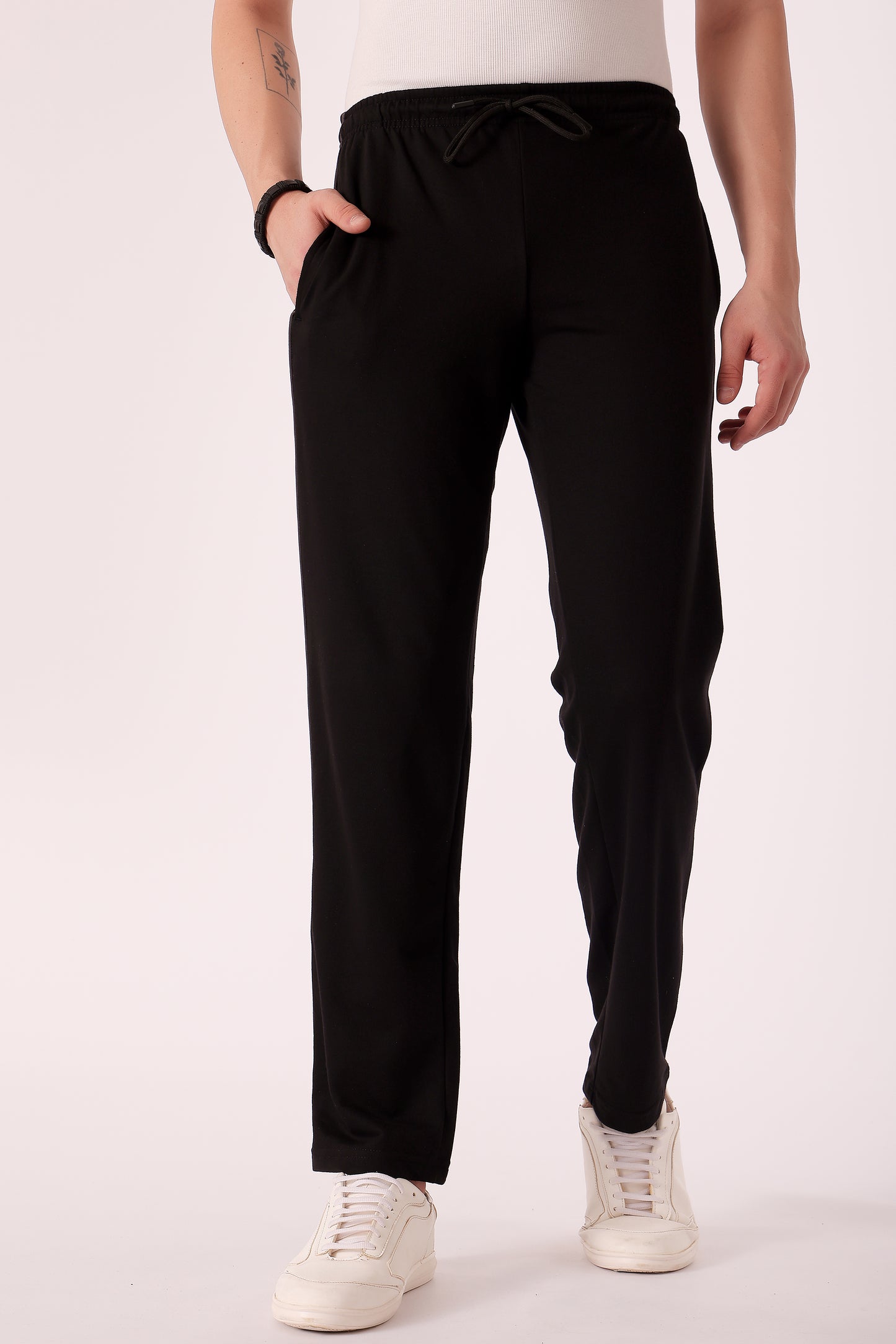 Men's Cotton Blend Trackpants - Black
