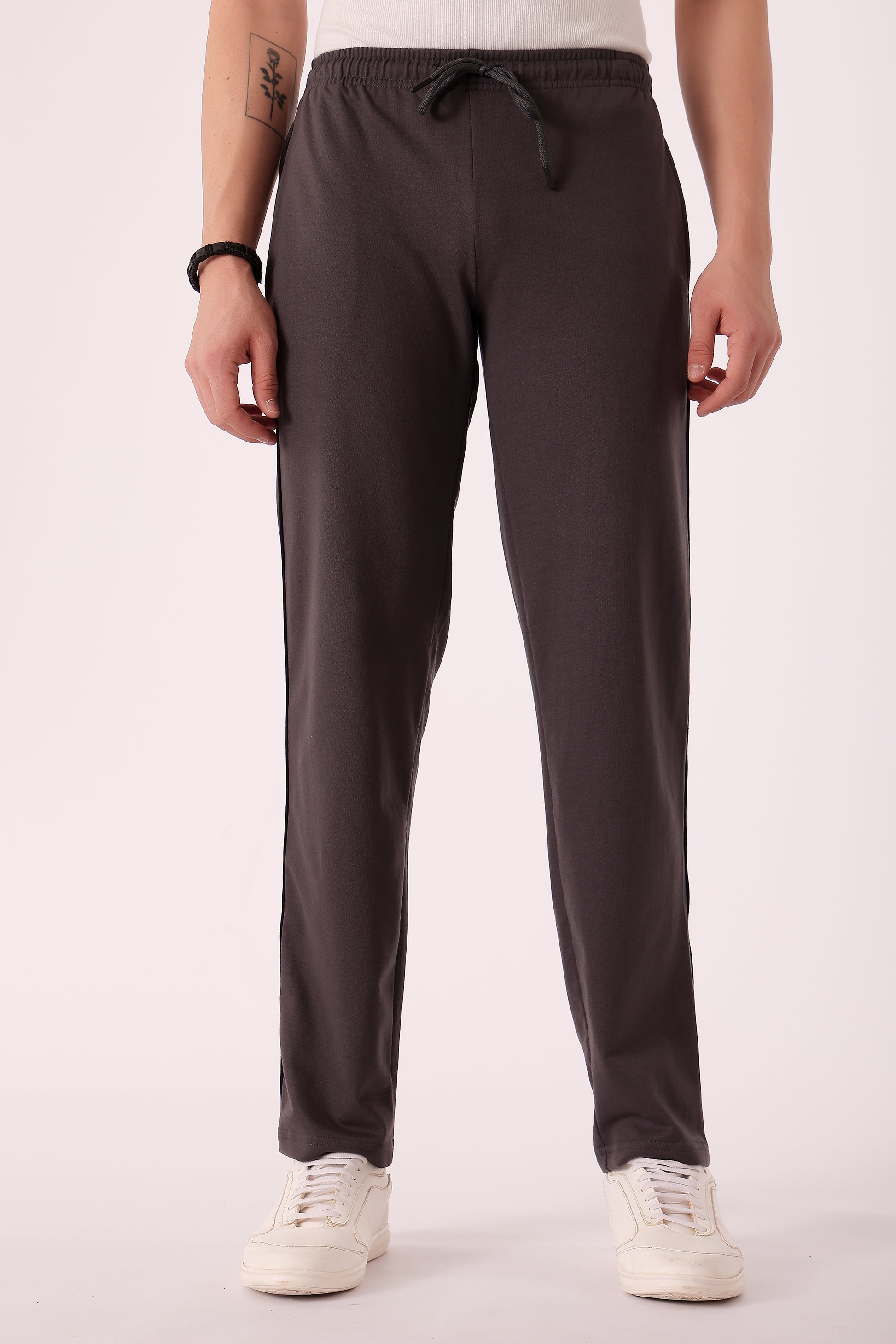 Men's Cotton Blend Trackpants - Dark Grey