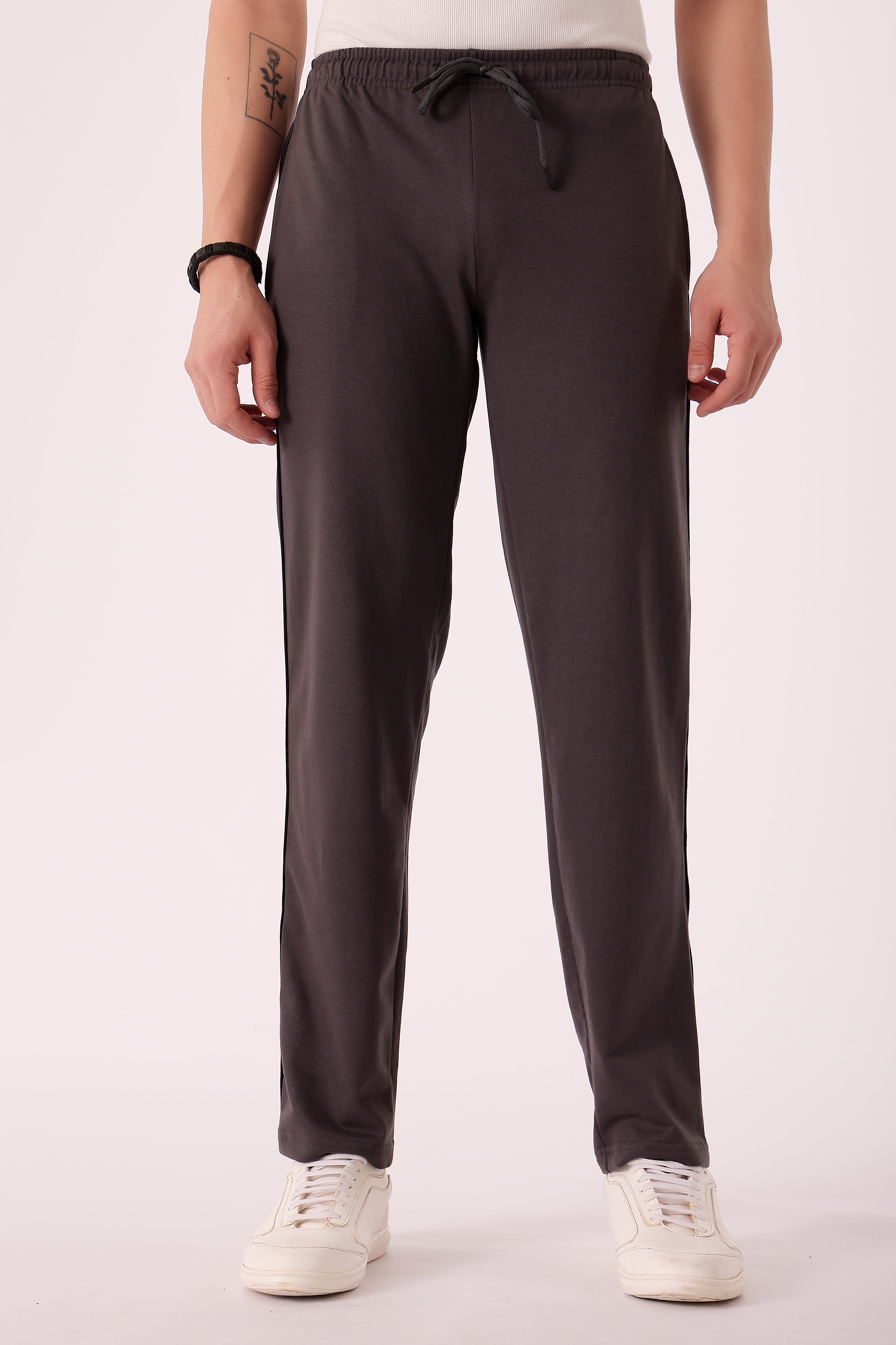 Men's Cotton Blend Trackpants - Dark Grey