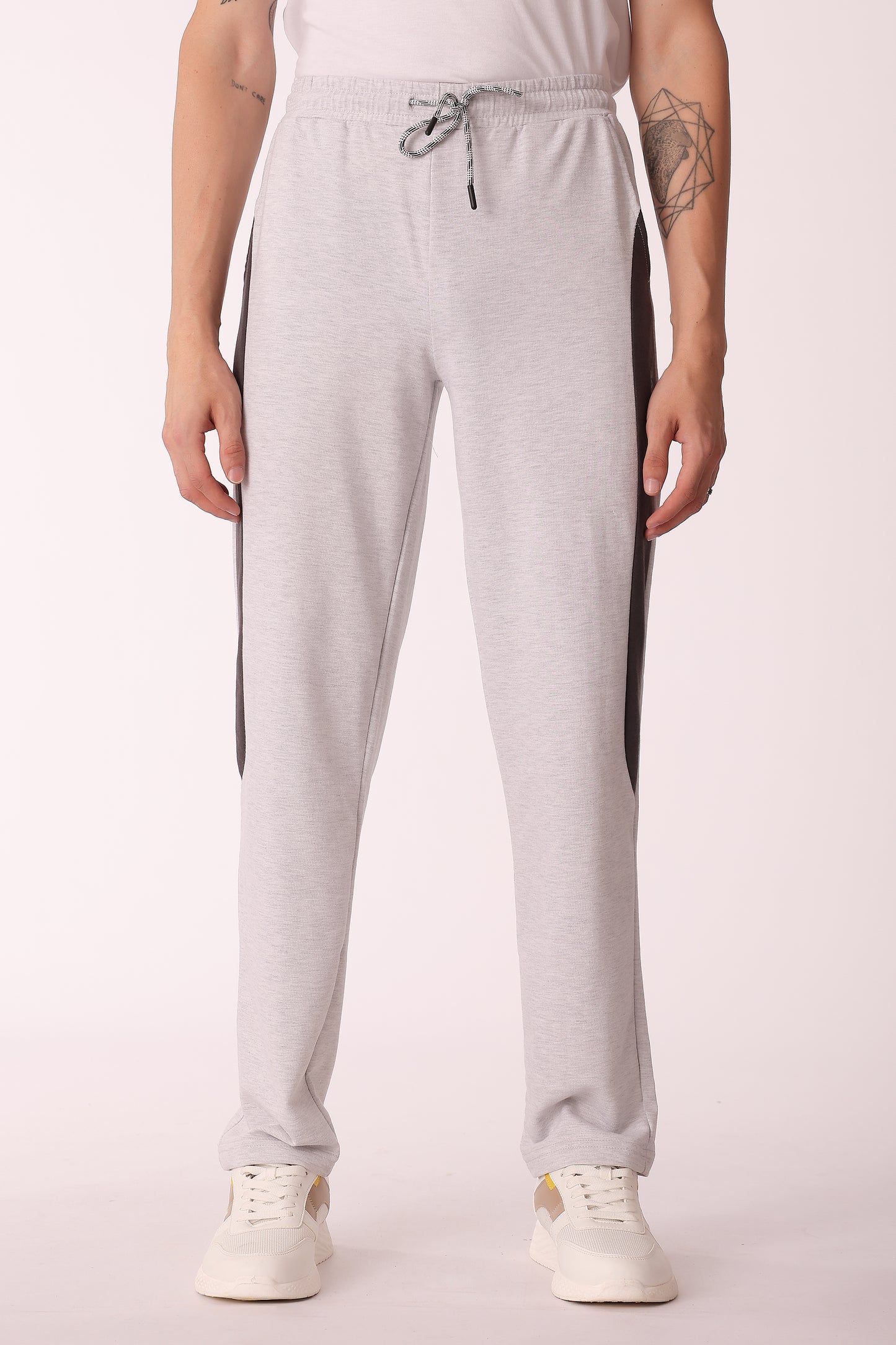 Men's Cotton Blend Trackpants - Grey Melange