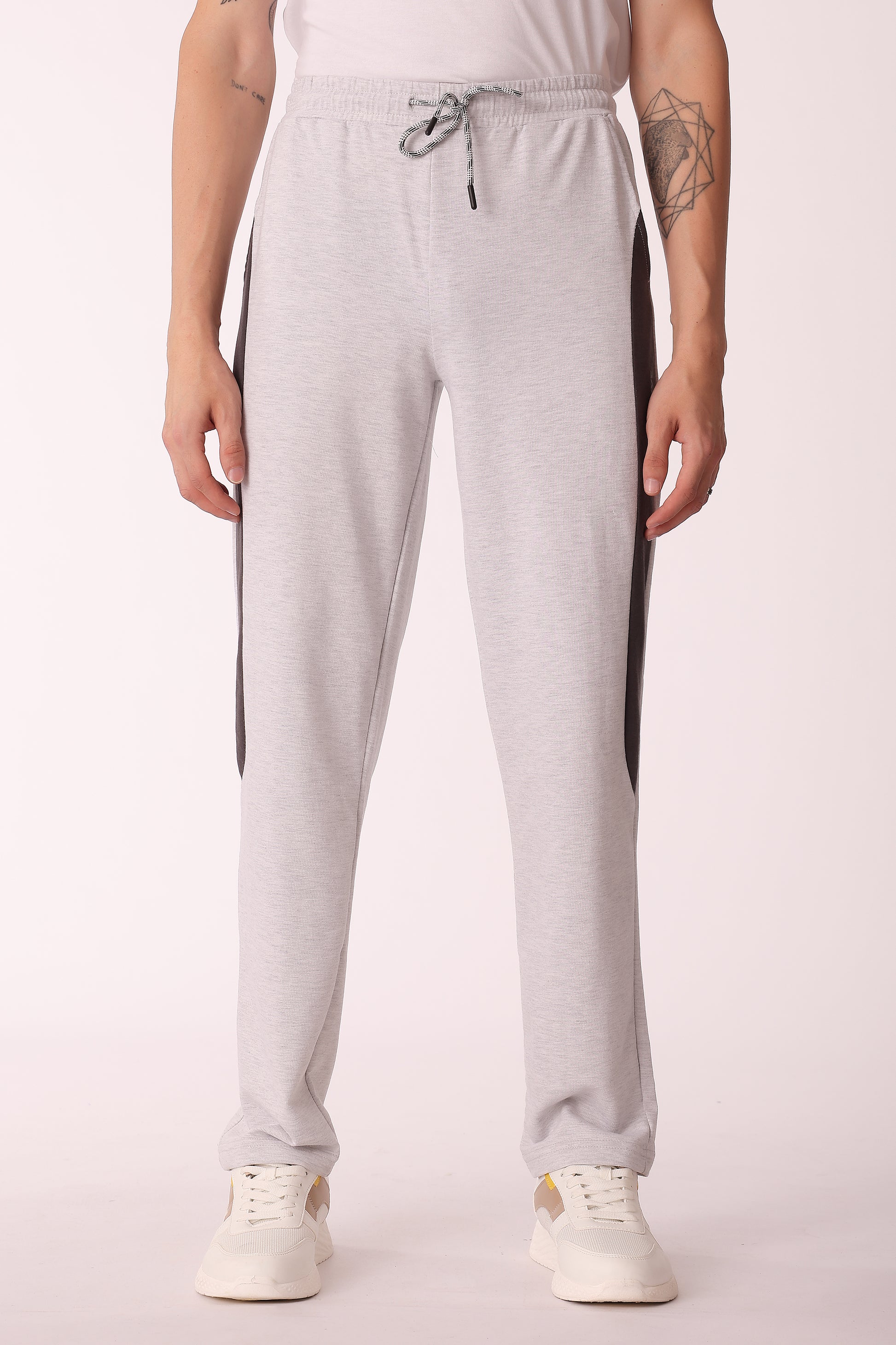 Men's Cotton Blend Trackpants - Grey Melange