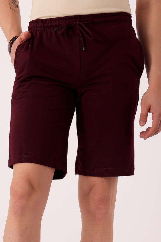 Men's Cotton Blend Shorts - Wine