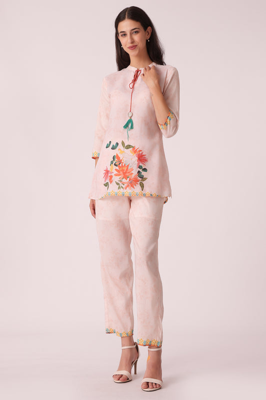 ETHNIC REGULAR FIT CASUAL PLACEMENT PRINT CORD SET - L.Pink