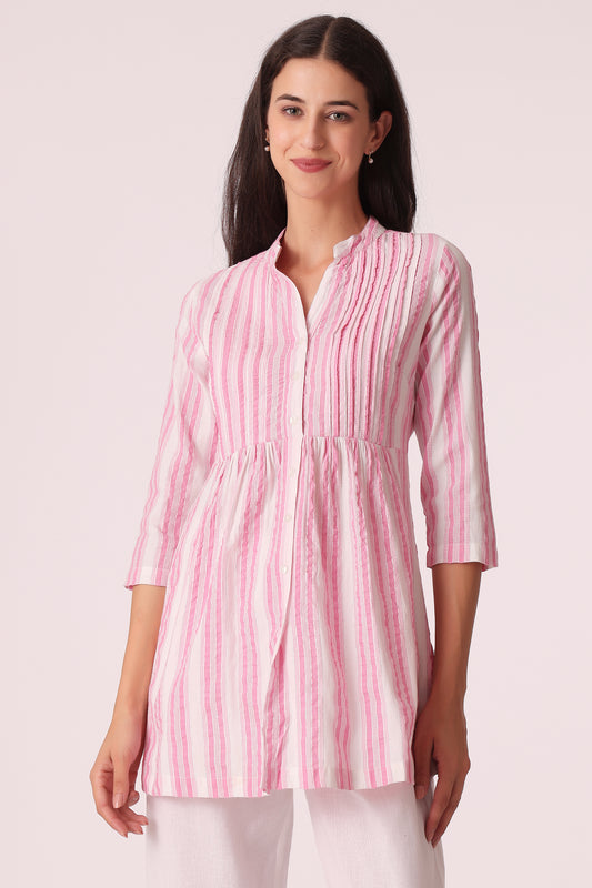 ETHNIC REGULAR FIT STRIPES TUNIC - Pink