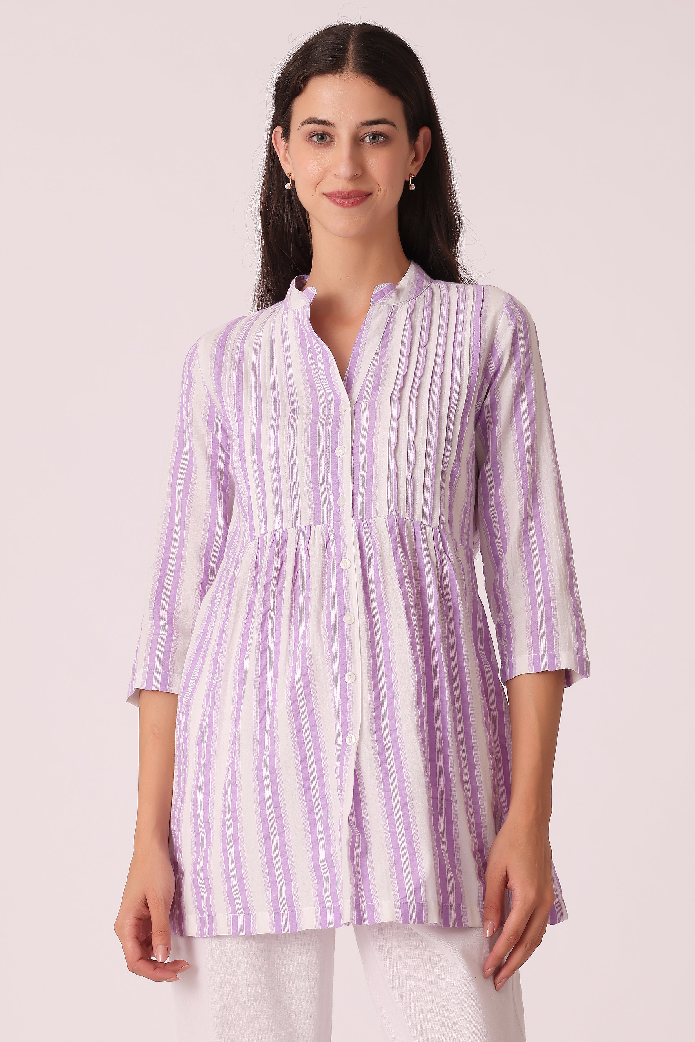 ETHNIC REGULAR FIT STRIPES TUNIC - Blue