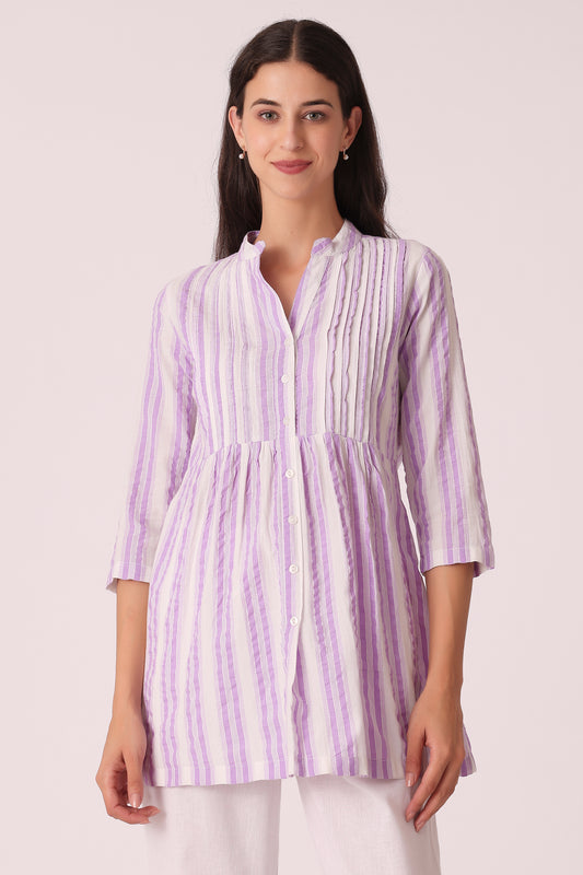 ETHNIC REGULAR FIT STRIPES TUNIC - Blue