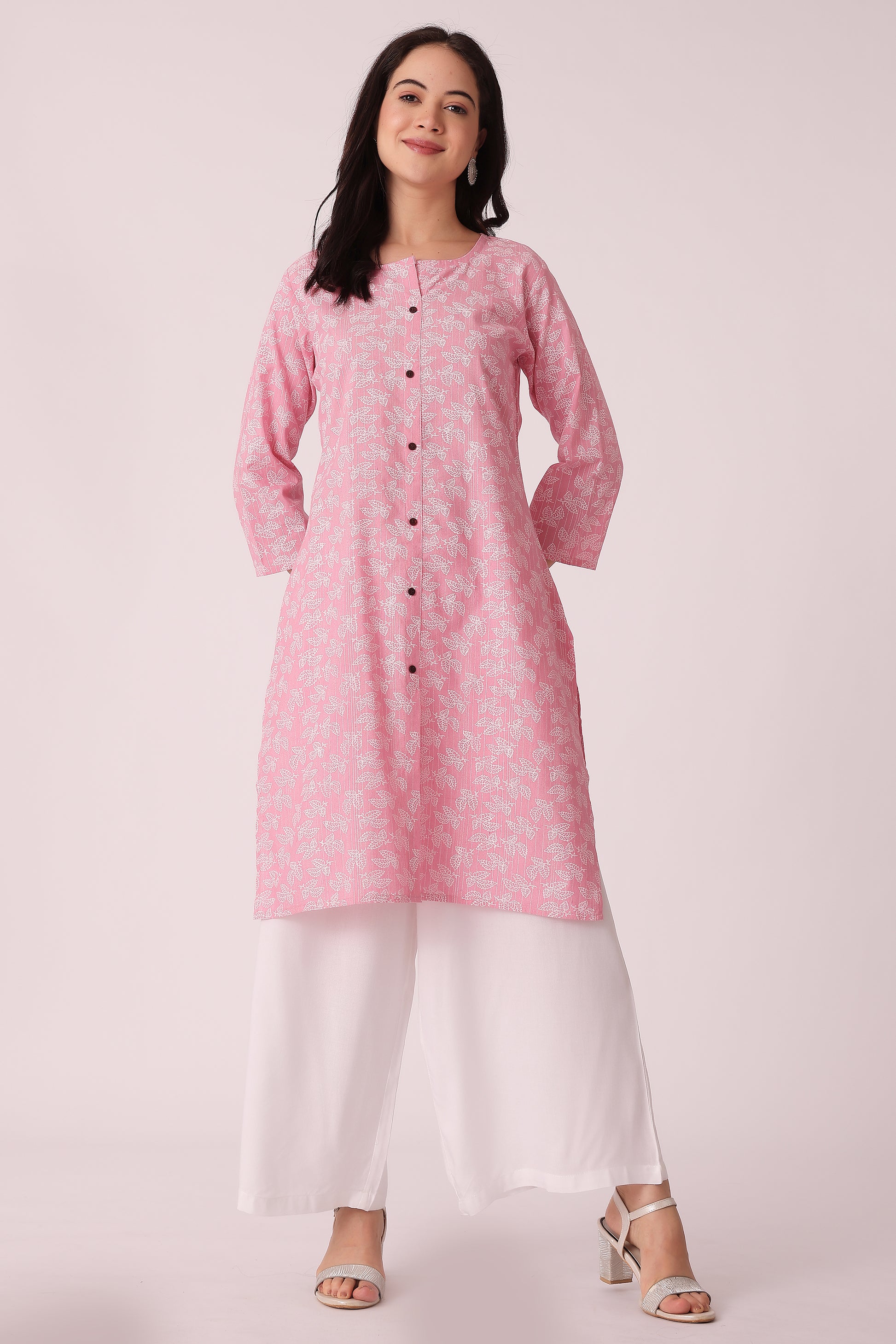 ETHNIC REGULAR FIT ALL OVER PRINT KURTA - Pink