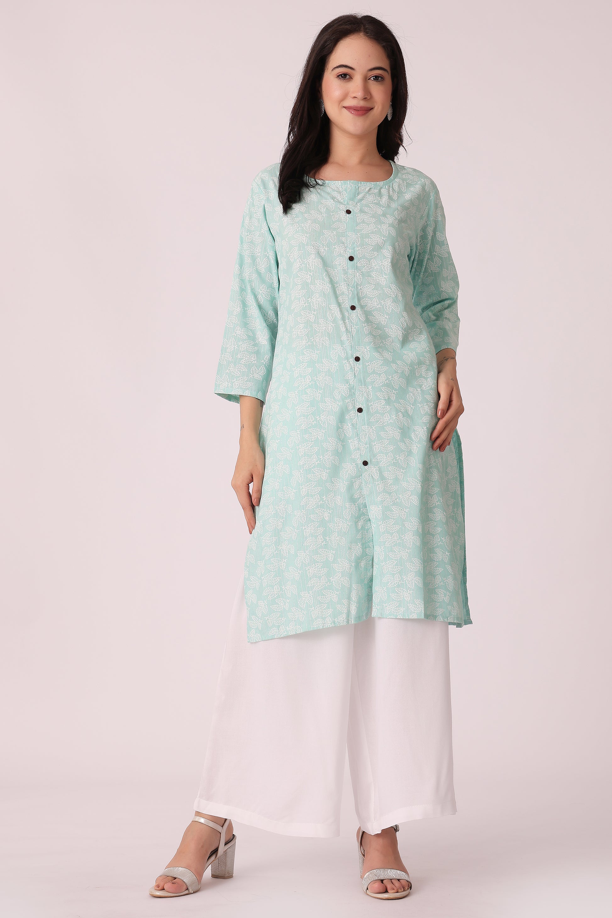ETHNIC REGULAR FIT ALL OVER PRINT KURTA - Green