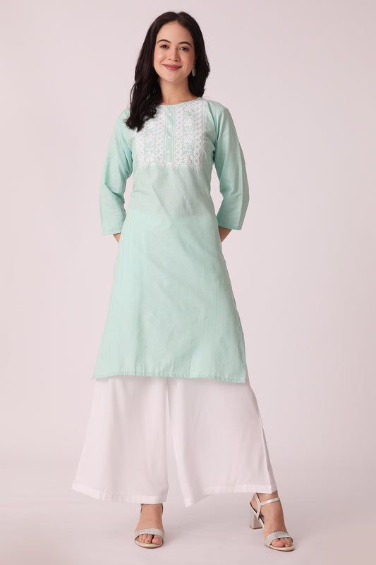 ETHNIC REGULAR FIT EMBROIDERY KURTA - Teal