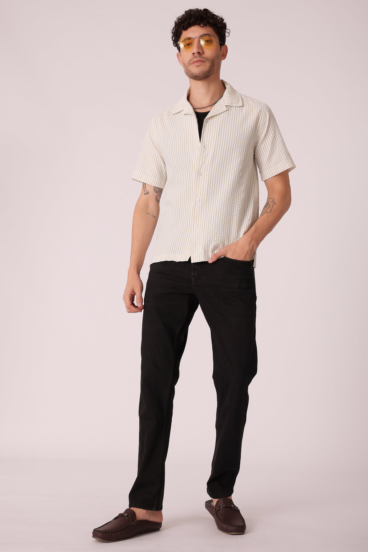Men's Stripe Seersucker Shirt Half Sleeve - extra image 4