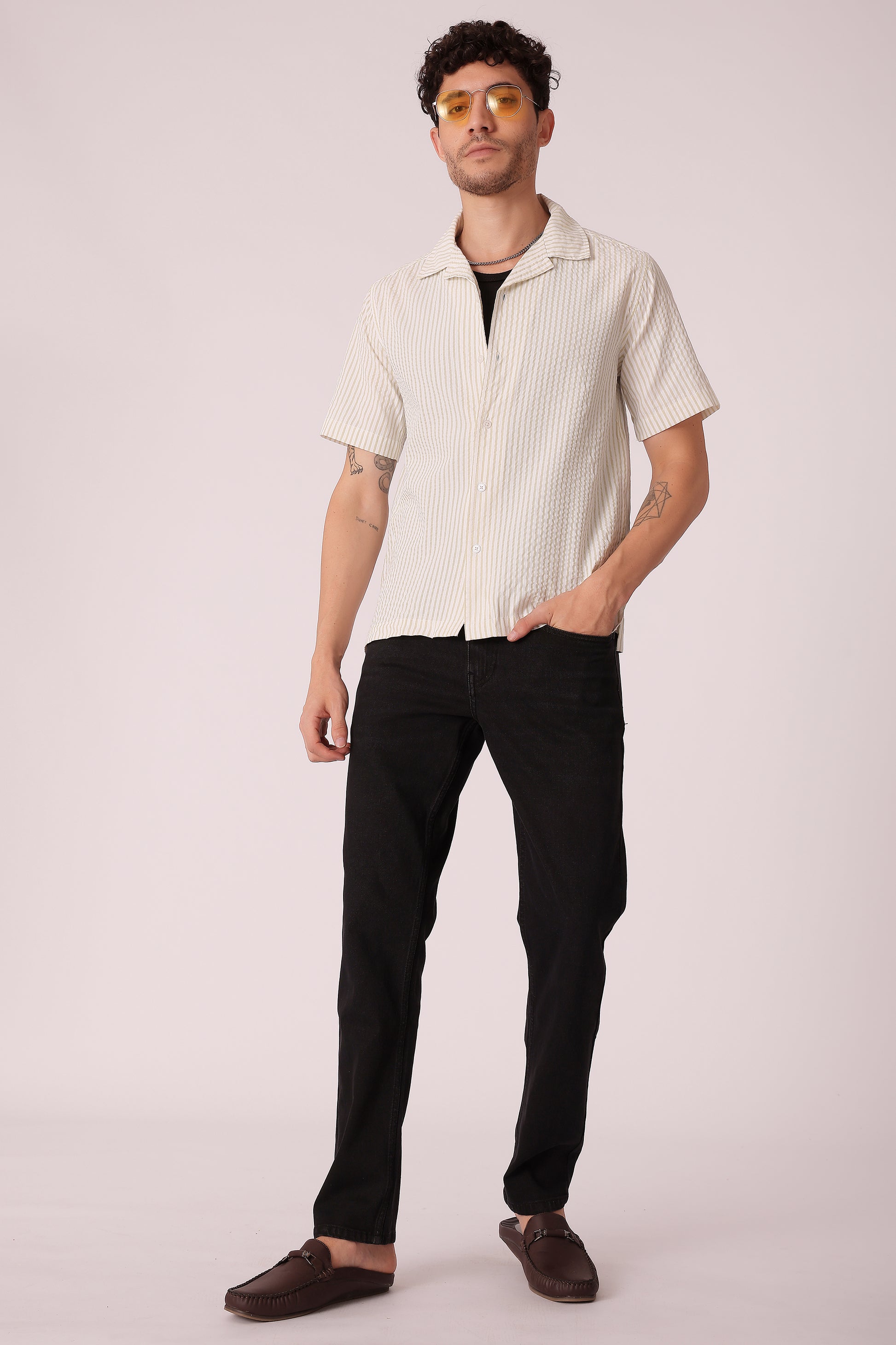 Men's Stripe Seersucker Shirt Half Sleeve - extra image 4