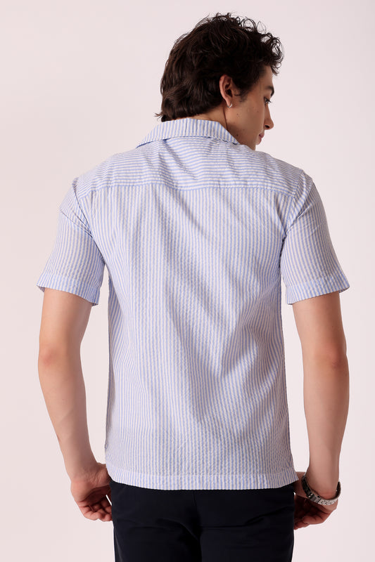 Men's Stripe Seersucker Shirt Half Sleeve - extra image 4