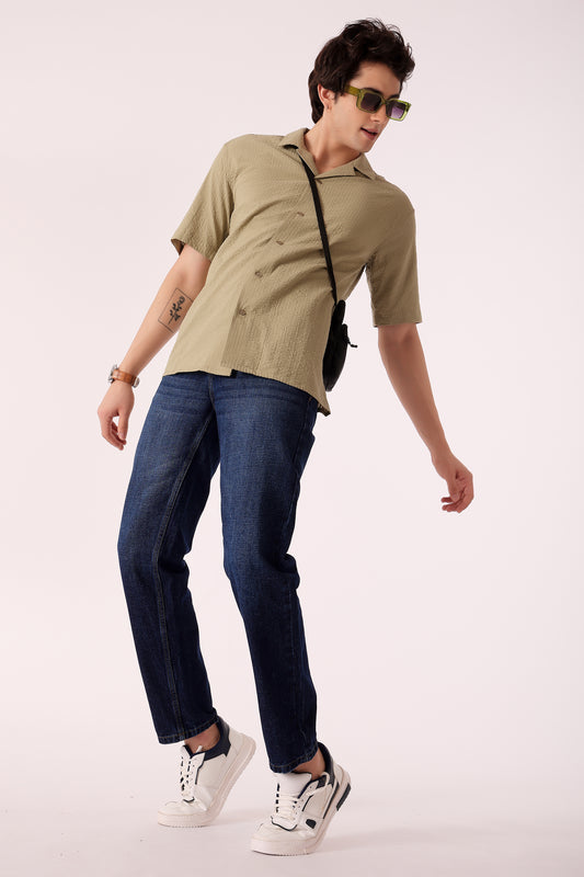 Men's Solid Seersucker Shirt Half Sleeve - extra image 2