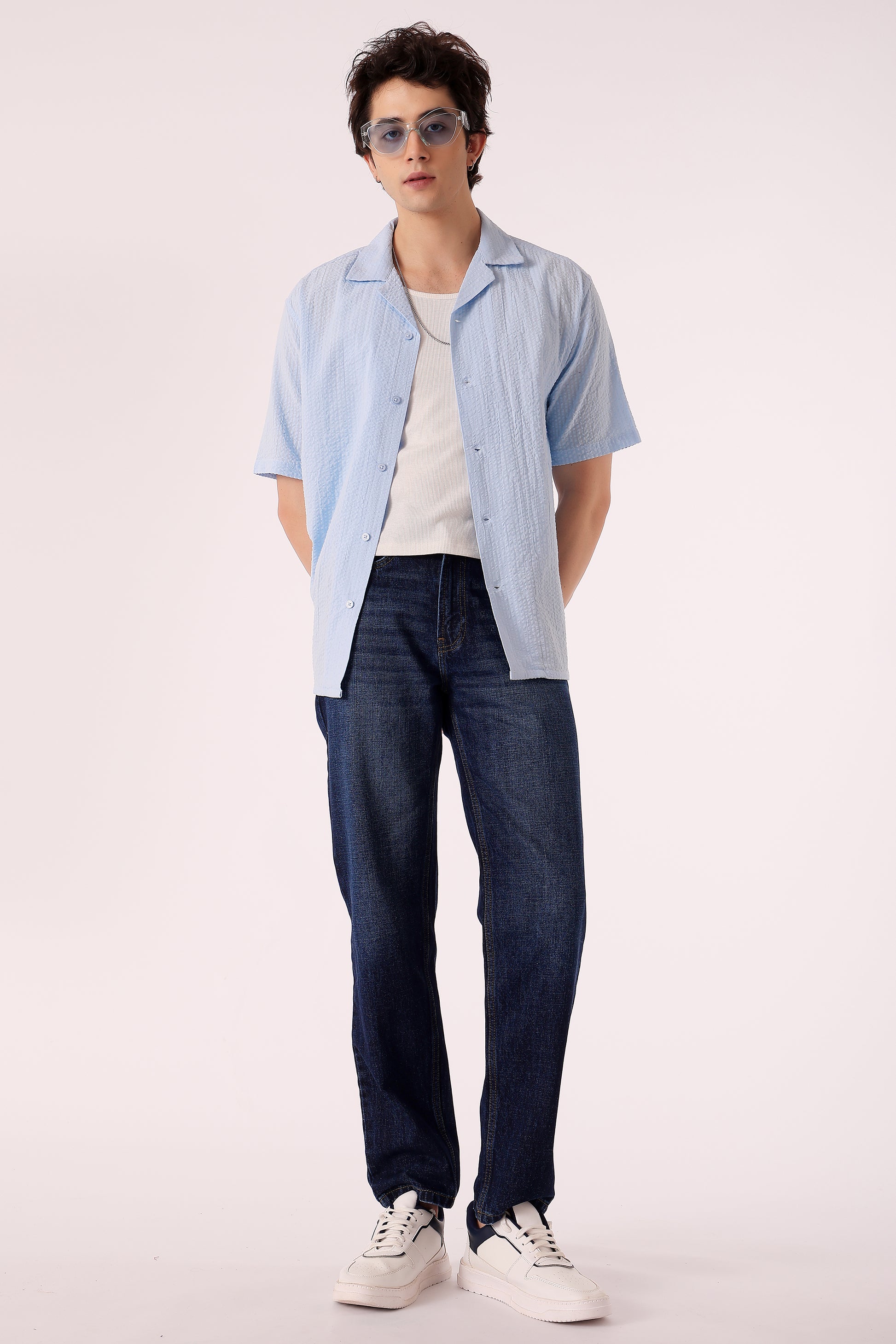 Men's Solid Seersucker Shirt Half Sleeve - extra image 3