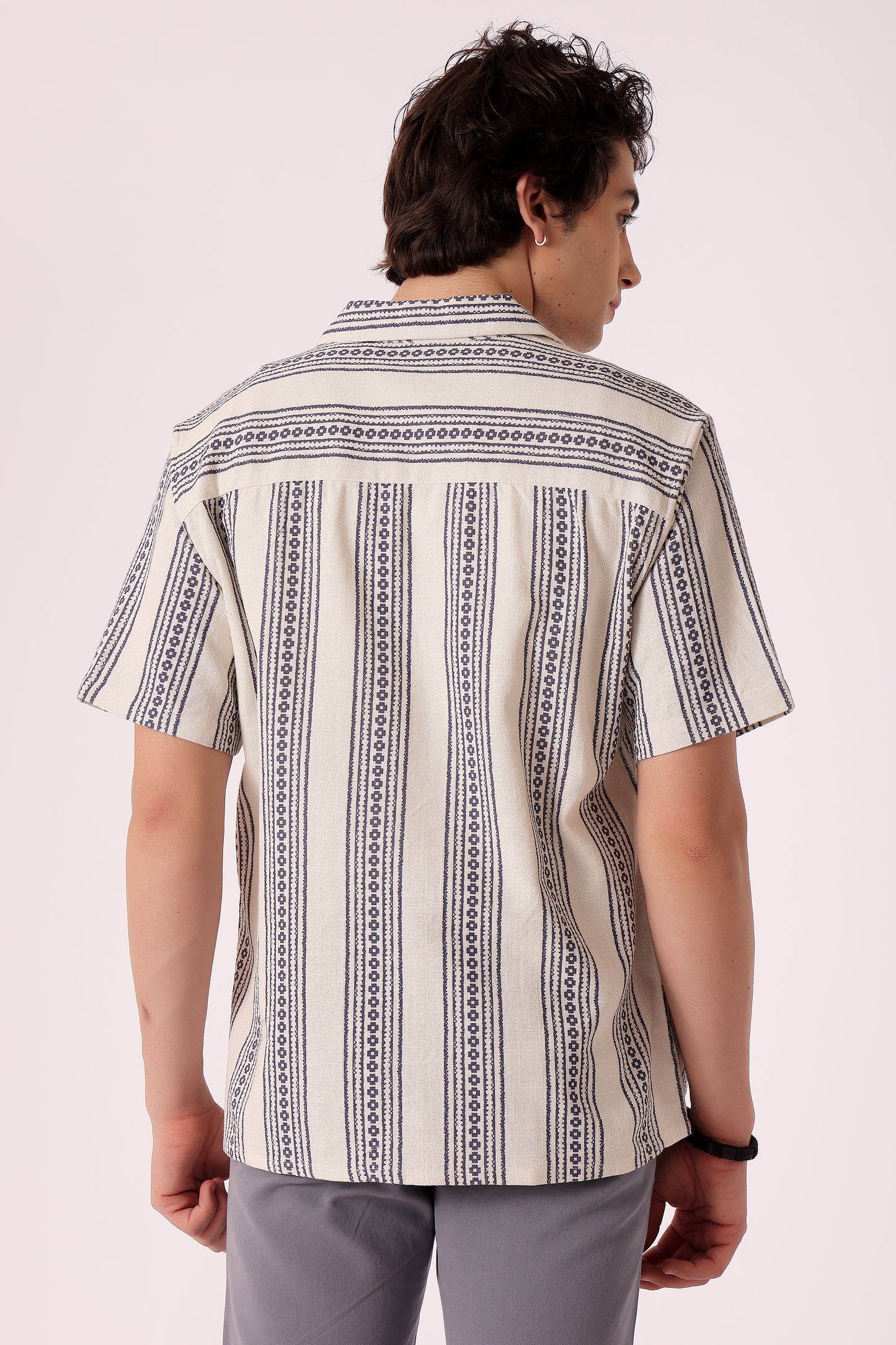 Men's Printed stripes shirt half sleeves - extra image 2