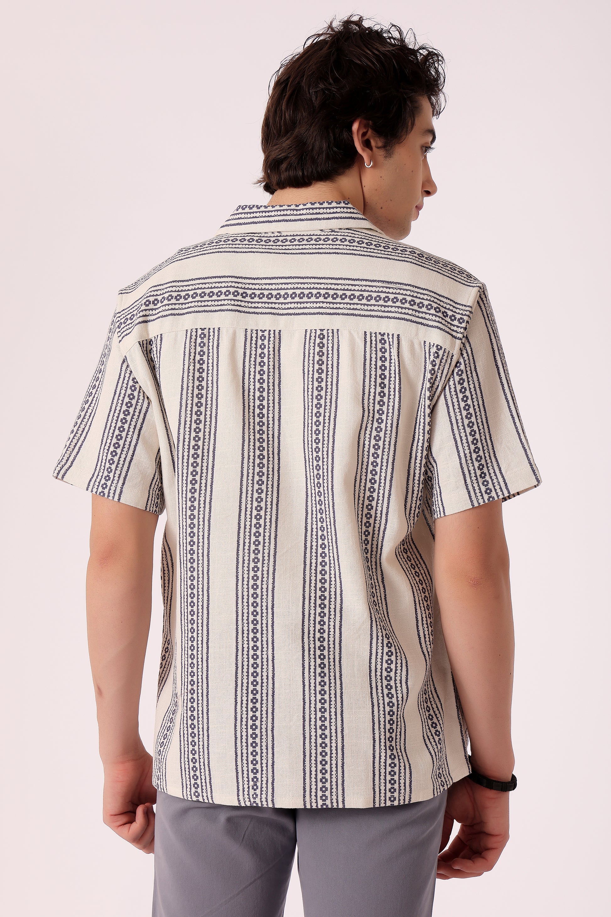 Men's Printed stripes shirt half sleeves - extra image 2