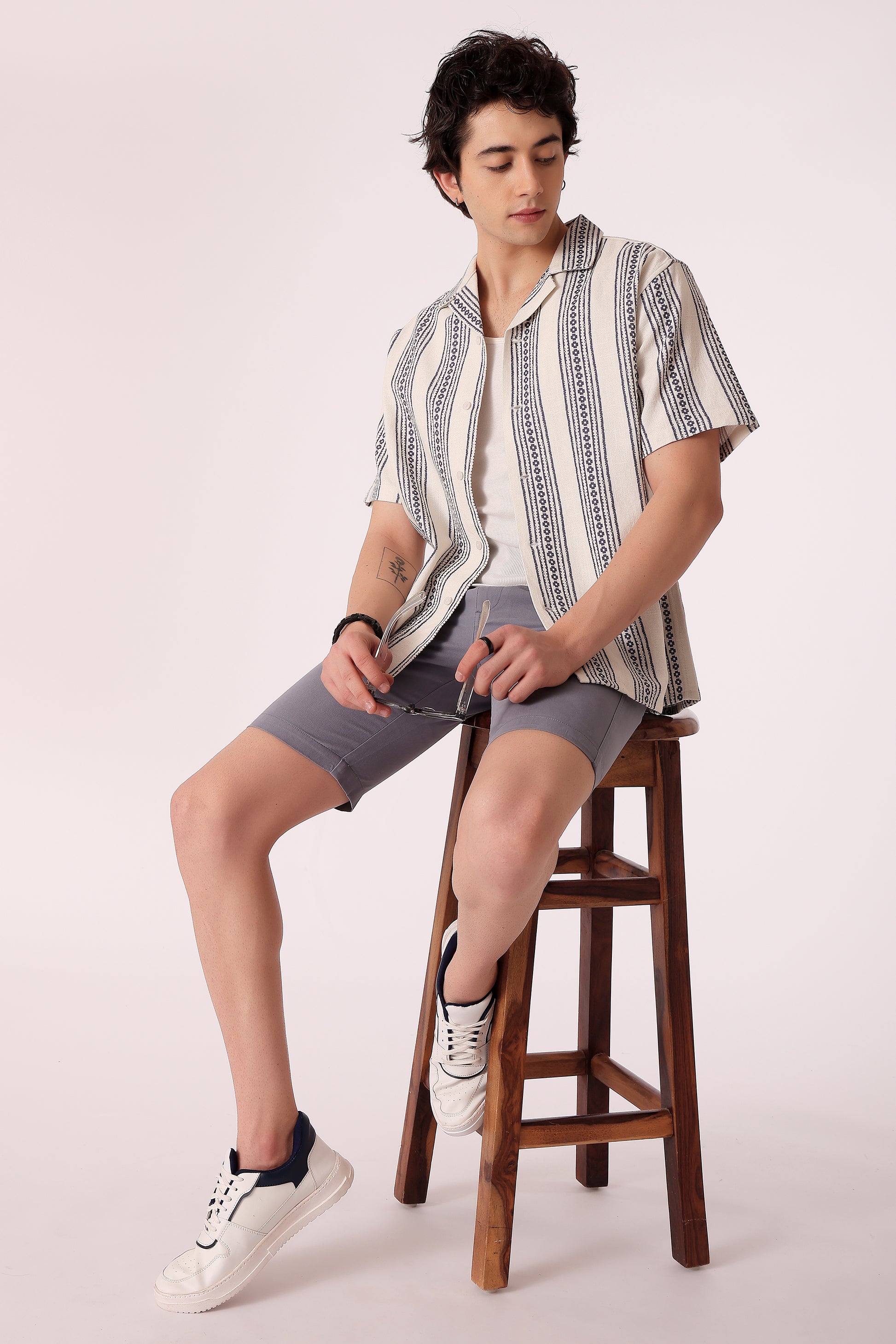 Men's Printed stripes shirt half sleeves - extra image 3