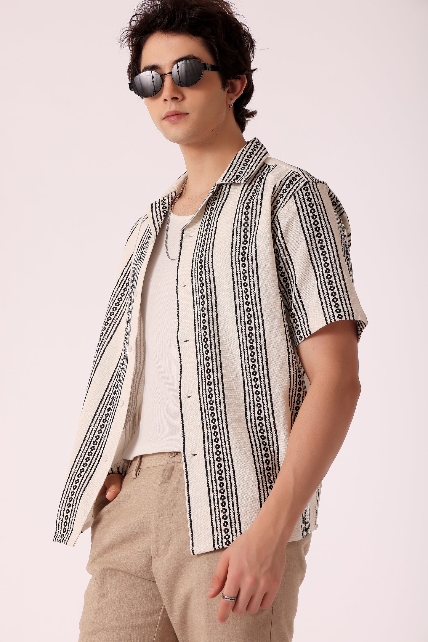 Men's Printed stripes shirt half sleeves - extra image 4
