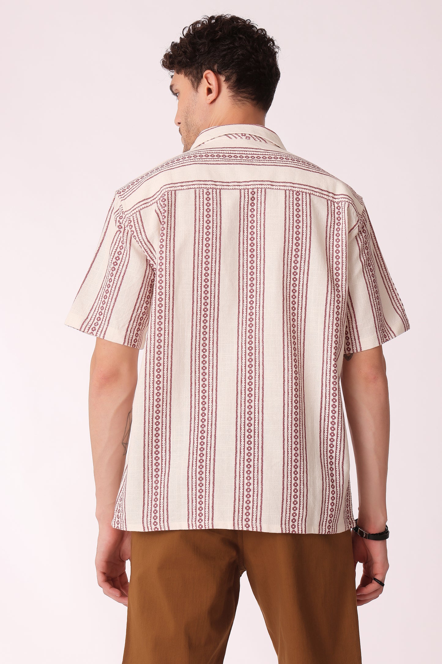 Men's Printed stripes shirt half sleeves - extra image 3