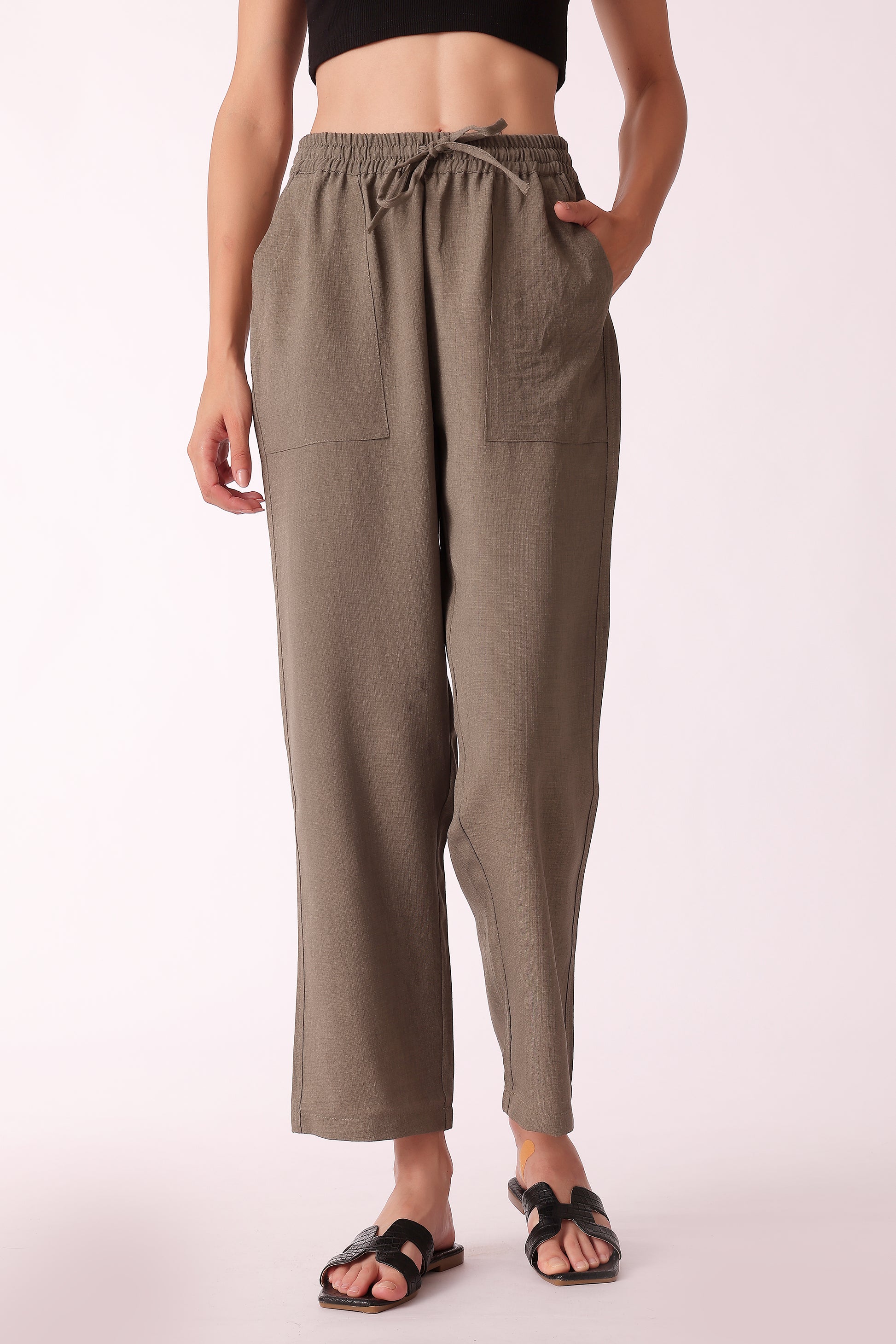 western regular fit casual solid pants - Green