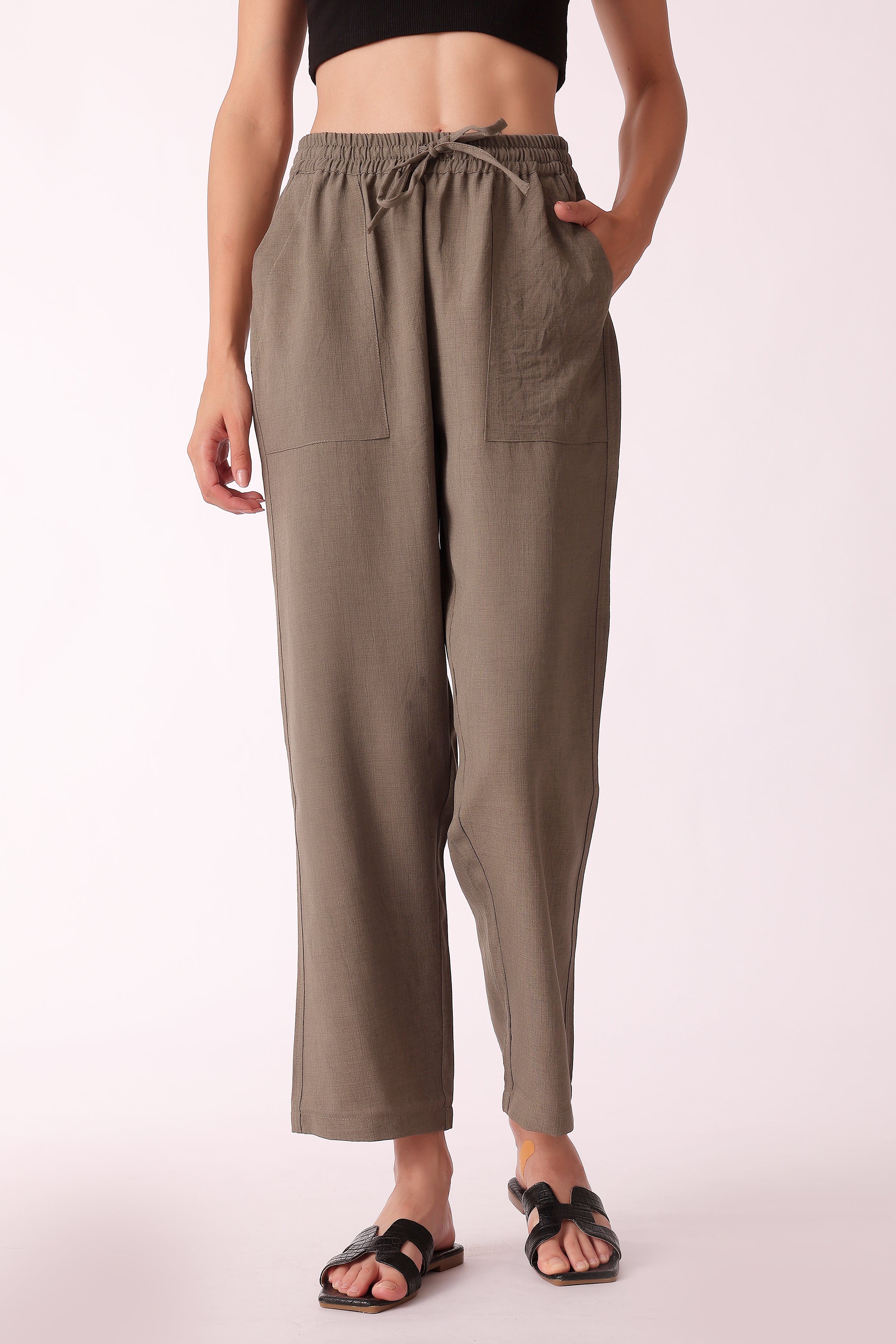 western regular fit casual solid pants - Green