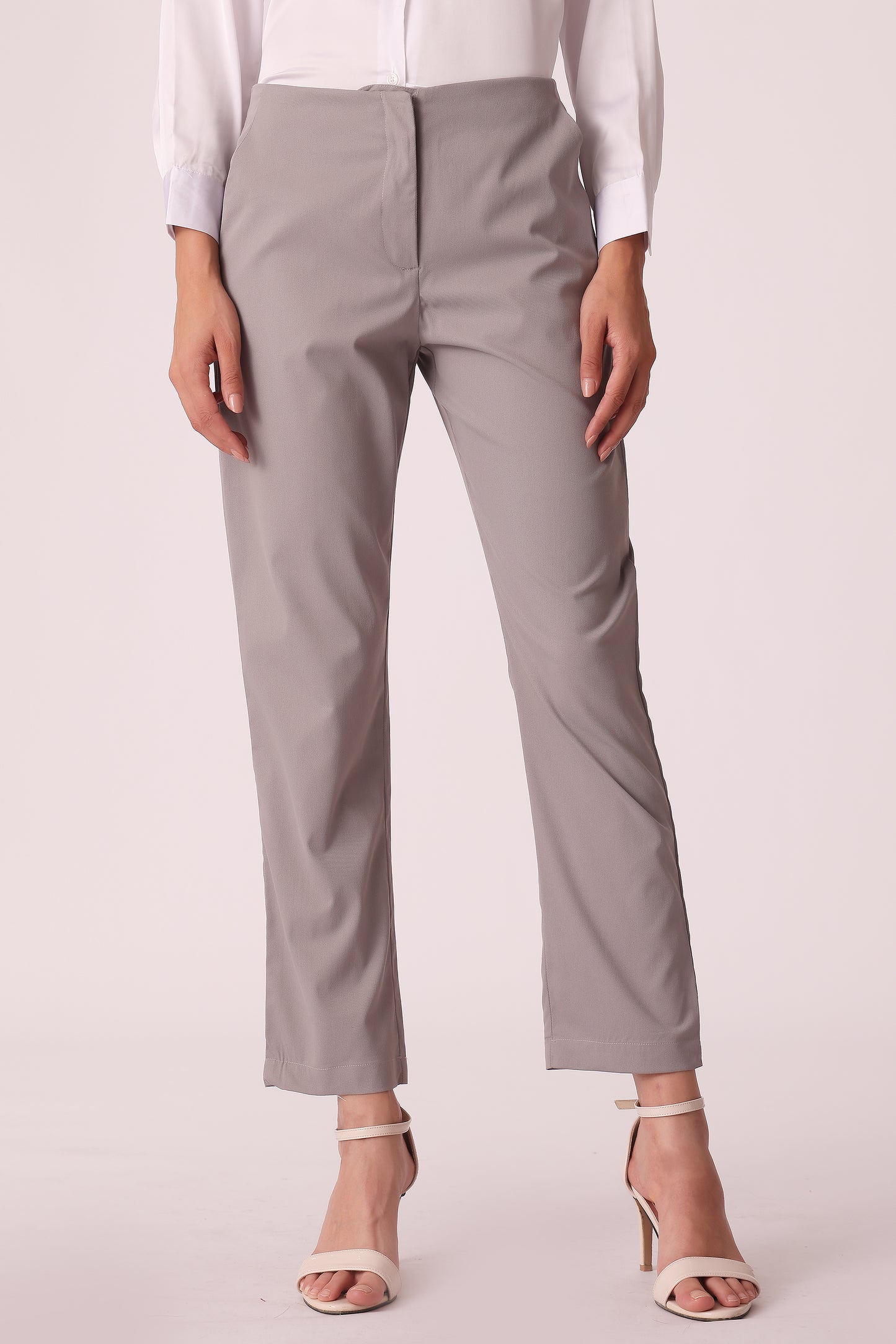 western regular fit casual solid pants - Grey