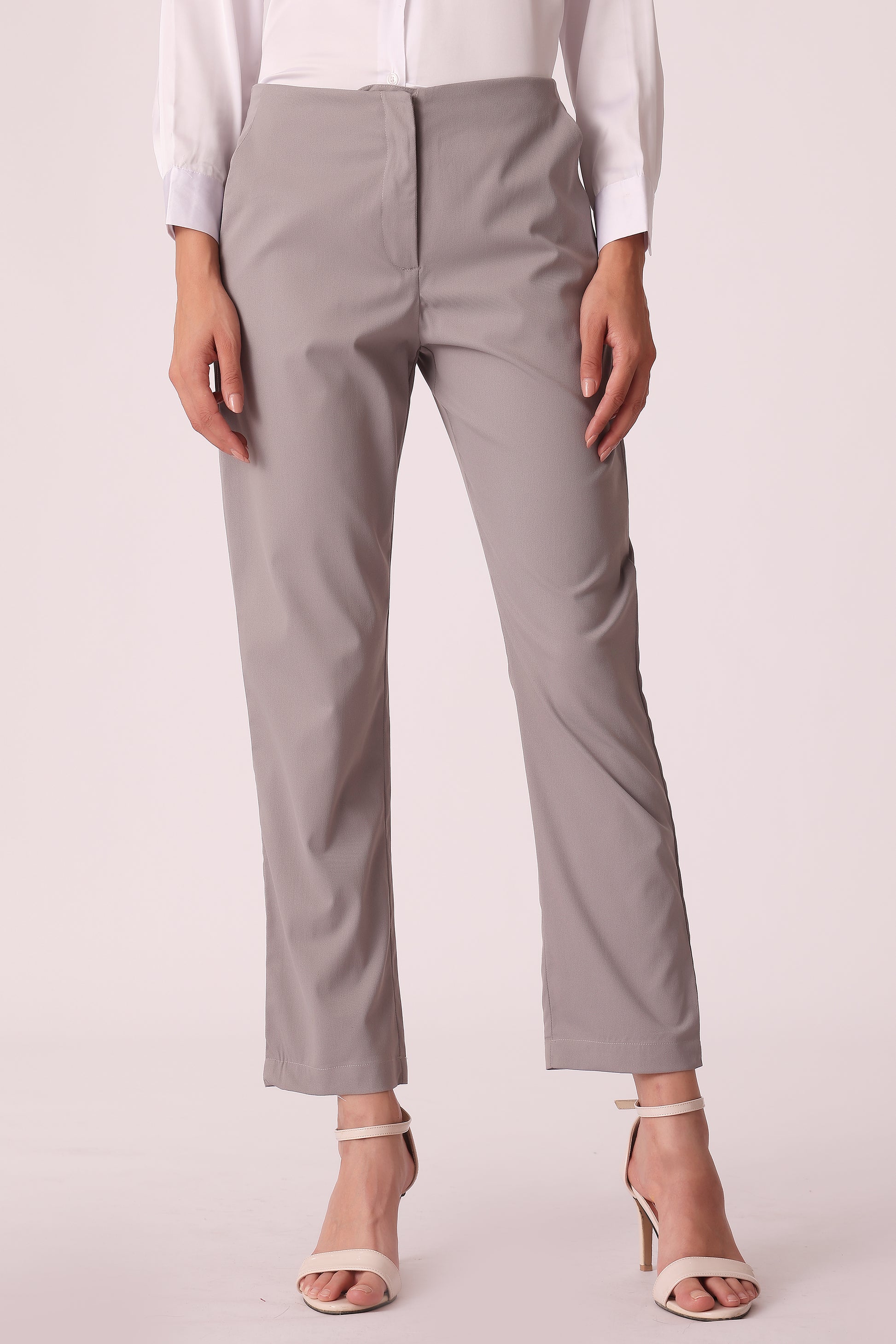 western regular fit casual solid pants - Grey
